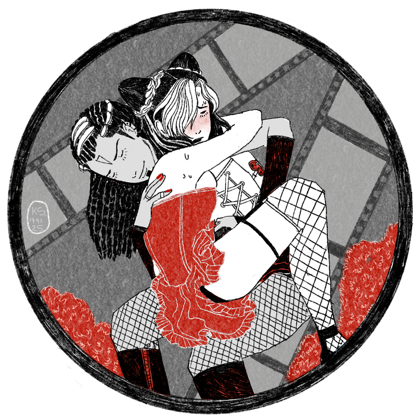 Digital 2024 | …In the Back Row | JoJo's Bizarre Adventure | Hermes x Jolyne | Spot Illustration for fanfiction by Davy in Araki Horror Picture Show NSFW Zine