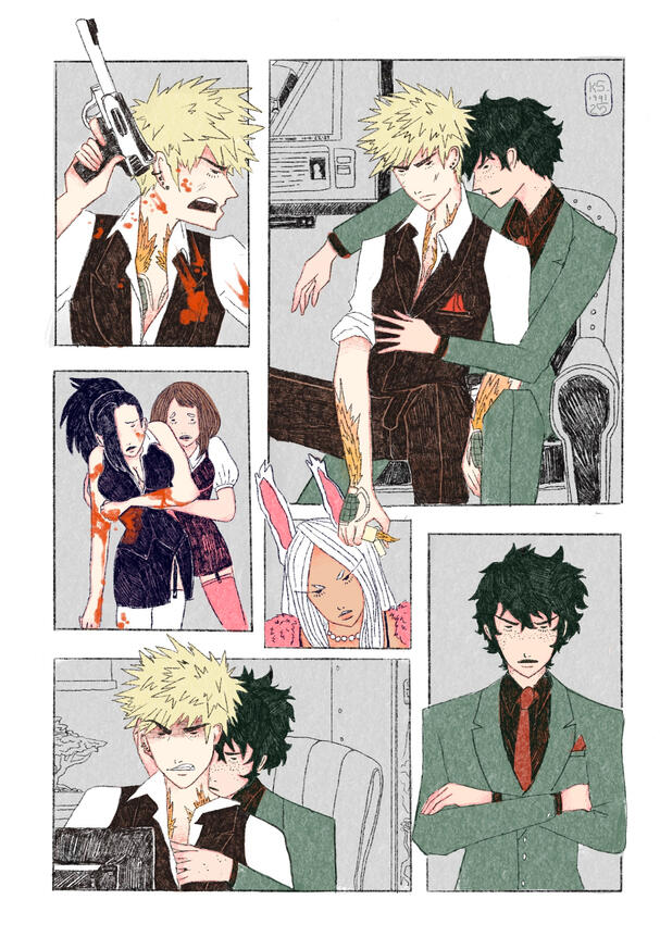 Digital 2025 | My Hero Academia | Deku x Katsuki | Possession: a Yandere DKBK Zine | Spot Illustration for the fanfiction "Kiss of Death" by quirkyroses85