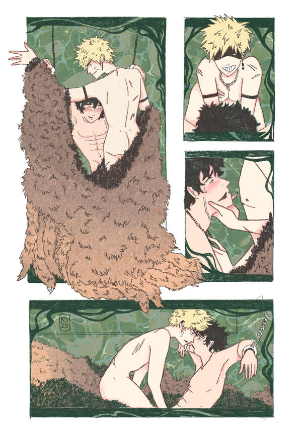 Digital 2025 | My Hero Academia | Deku x Katsuki | Possession: a Yandere DKBK Zine | Spot Illustration for the fanfiction "Hidden Jewel" by shadytired